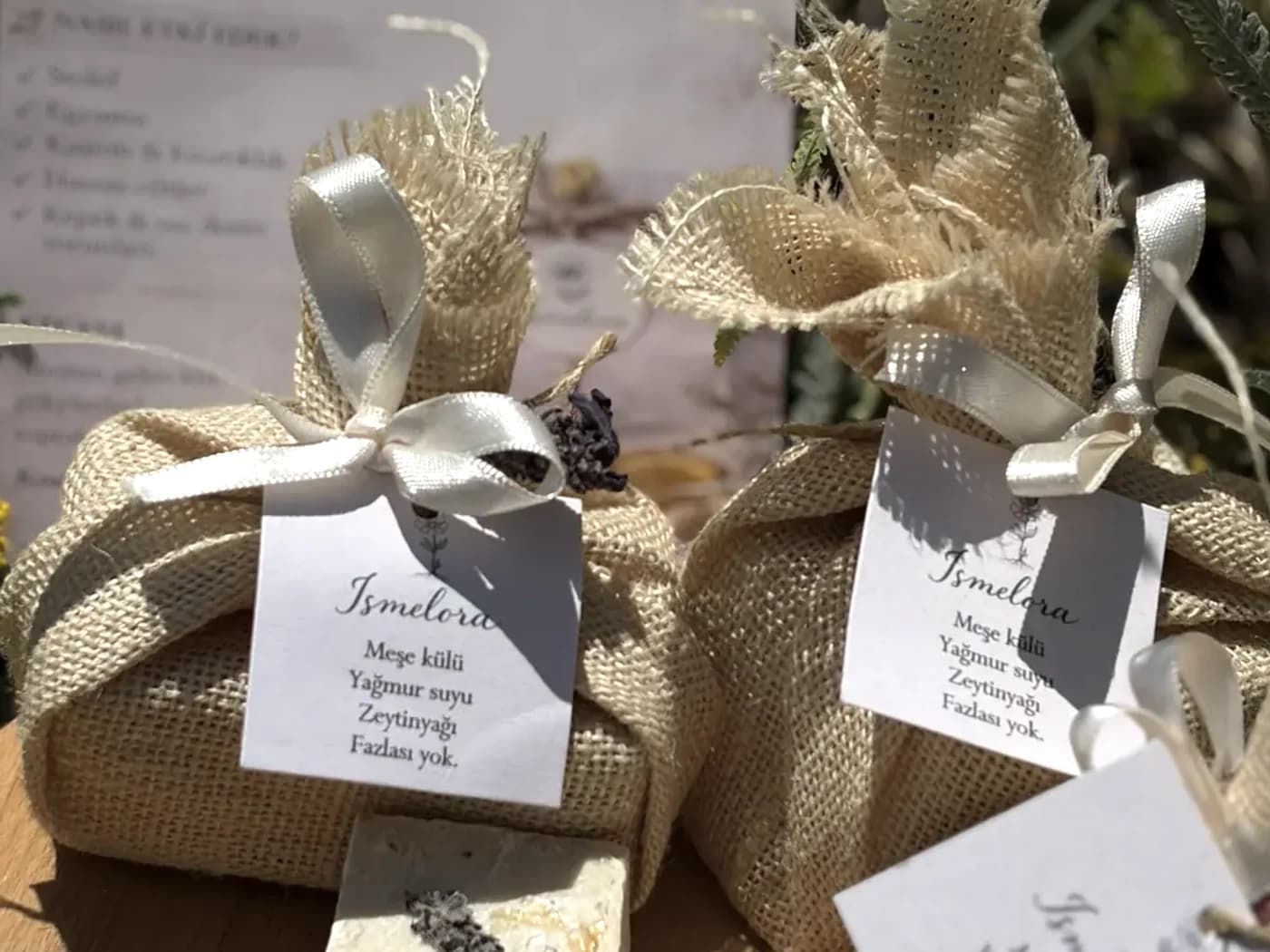 Premium handmade gift wrapping in warm Aegean light