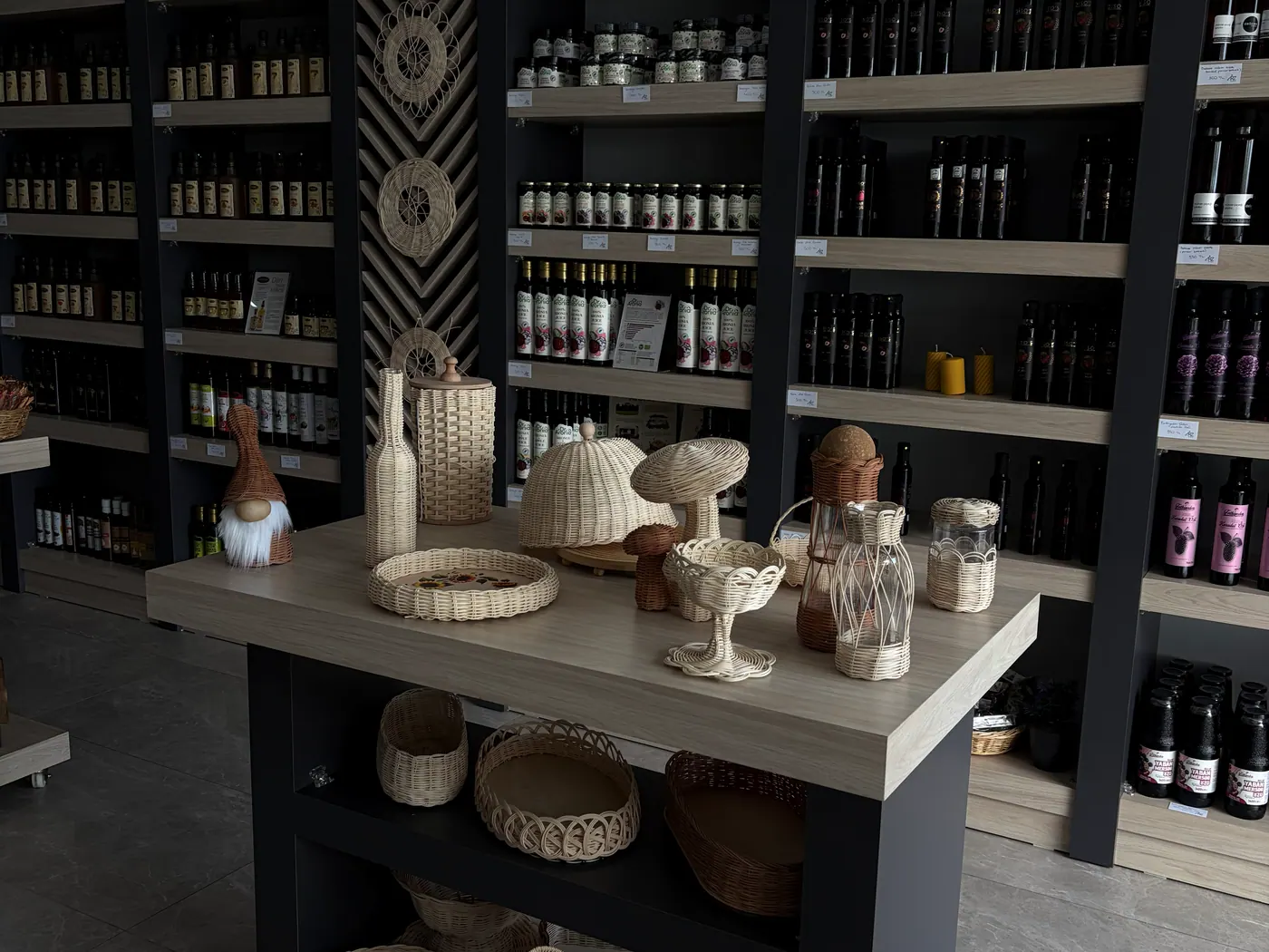 Boutique store shelves and selected local products
